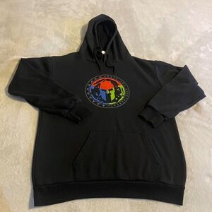 SPARTAN Hoodie Black Graphic Print Pullover Sweatshirt Mens Large Streetwear